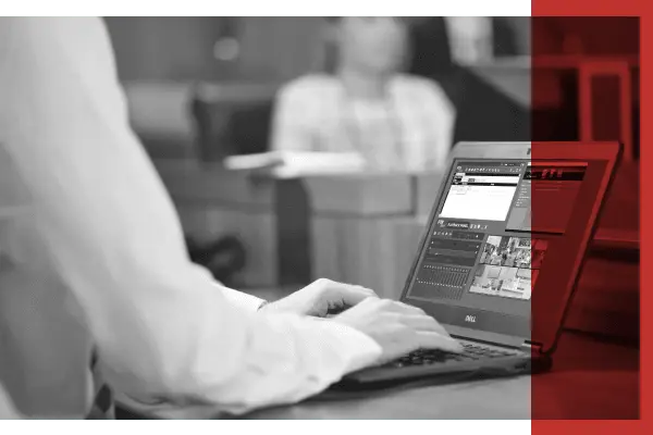 Person at laptop with FTR Gold software running Person at laptop with FTR Gold software running