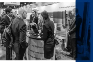 People in a trade show booth