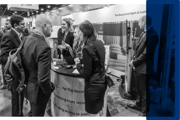 People in a trade show booth